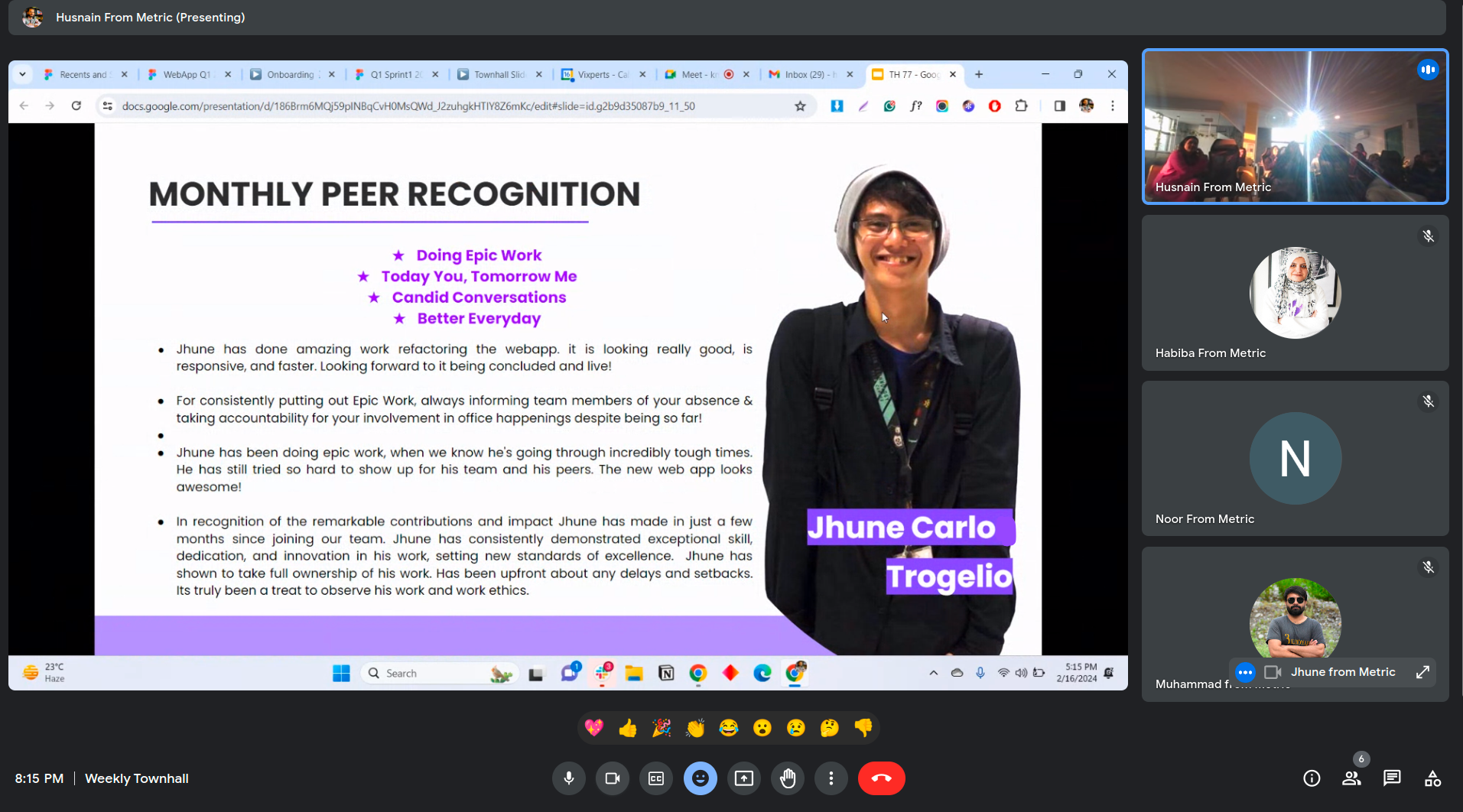Monthly Peer Recognition - Jhune Carlo Trogelio